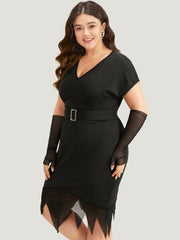 Halloween Solid Mermaid Hem Mesh Bowknot Dress