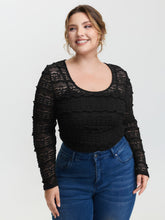 Sheer Textured Scoop Neck Bodysuit