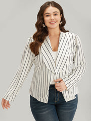 Striped Lapel Collar Open Front Blazer