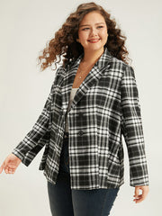 Plaid Suit Collar Button Fly Blazer