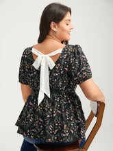 Floral Print Bow Back Detail Blouse