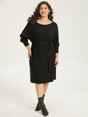 Supersoft Essentials Boat Neck Belted Sweater Dress