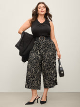 Geometric Pattern Cropped Wide-Leg Pants