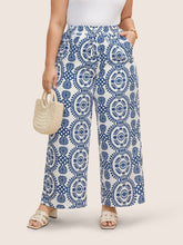 Bandana Print Drawstring Wide Leg Pants