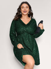 Shimmery Sequin V-Neck Knee Dress