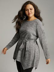 Solid Heather Belted Hanky Hem T-shirt