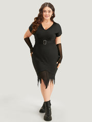 Halloween Solid Mermaid Hem Mesh Bowknot Dress