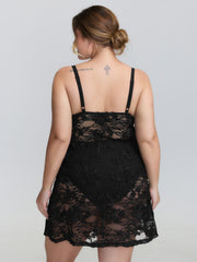 Sheer Floral Lace V-Neck Lounge Dress