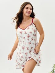 Satin Rose Crisscross Back Straps Sleep Dress