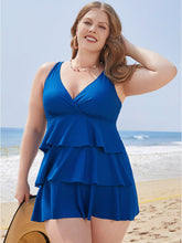 Adjustable Straps Wrap Sculpt Waist Ruffle Tiered Swim Dress