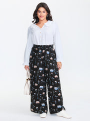 Floral Print Drawstring Waist Loose Fit Pants