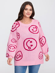 Smiley Pattern Jacquard Pullover