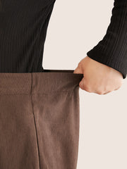 Solid Corduroy Plicated Detail Shorts