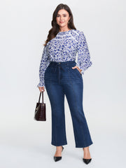 Seamed Drawstring Bootcut Jeans