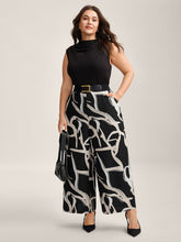 Abstract Pattern Wide-Leg Pockets Pants