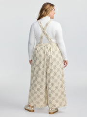 Floral Print Corduroy Pockets Jumpsuit