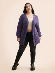 Heather Patched Pocket Drop Shoulder Cardigan