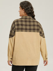 Plaid Button Through Patchwork Contrast Jacket