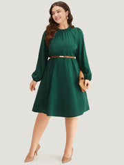 Anti-Wrinkle Frill Trim Elastic Cuffs Dress