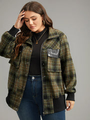 Plaid Flap Pocket Zipper Fly Jacket