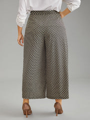 Gingham High Rise Elastic Waist Straight Leg Pants