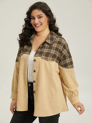 Plaid Button Through Patchwork Contrast Jacket