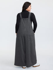 Checkered Pattern Pleated Jumpsuit