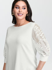 Sheer Floral Sleeve Spliced Blouse