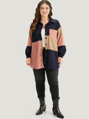 Colorblock Contrast Patchwork Pocket Button Through Jacket