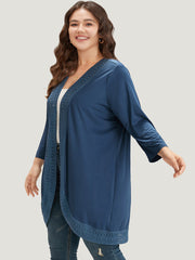 Supersoft Essentials Plain Lace Patchwork Open Front Kimono