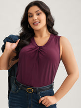 Solid Asymmetrical Neck Twist Front Tank Top