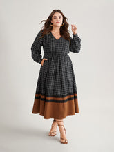 Gingham Gingham Patchwork Pocket Gathered Dress