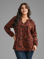 Silhouette Floral Print Shirred Gathered Blouse