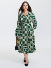 Geometric Print Rayon Belted Maxi Dress