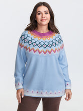 Fair-Isle Pattern Jacquard Round Neck Pullover