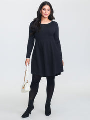 Bowknot Back A-Line Cinched-Waist Sweater Dress