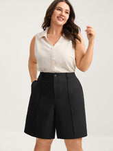 Pin Tuck Straight-Leg Shorts