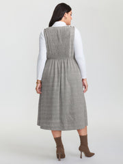 Shirred Stretchy Fit and Flare Midi Dress