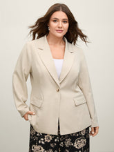 Button Front Pockets Solid Blazer