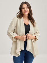 Tab Sleeve Open-Front Folded Hem Jacket
