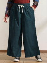 Textured Slit Drawstring Wide-Leg Pants