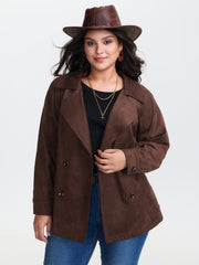 Suede Velvet Cinched-Waist Lined Jacket