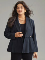 Suit Collar Plain Buckle Detail Tweed Blazer