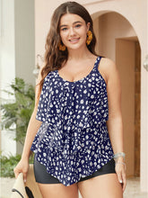 Allover Print Ruffle Tiered A Line Tankini Top