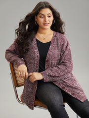 Heather Patched Pocket Open Front Cardigan