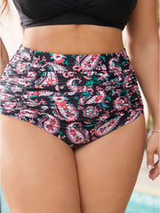 Paisley High Waist Ruched Detail Swim Bottom