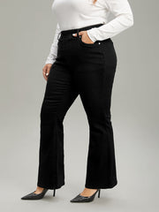 Black Wash Pocket Flare Leg Jeans