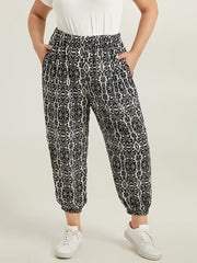 Boho Print Elastic Waist Harem Pants
