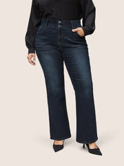 Bootcut Elastic Waist Button Down Jeans