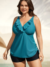 Ruffled Edges Drawstring Bust-Support Swim Top